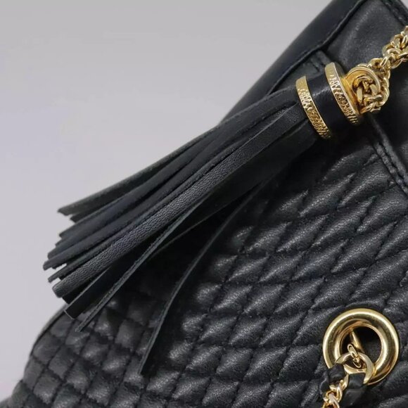 BALLY Chain Tote Bag Leather Black Gold Auth - Picture 9 of 16